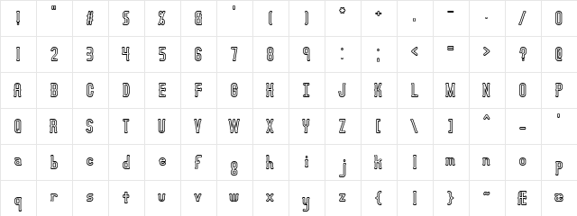 Lucid Type B Outline (BRK) Regular  glyph index