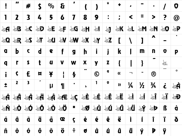 Judo Becker Normal  glyph index