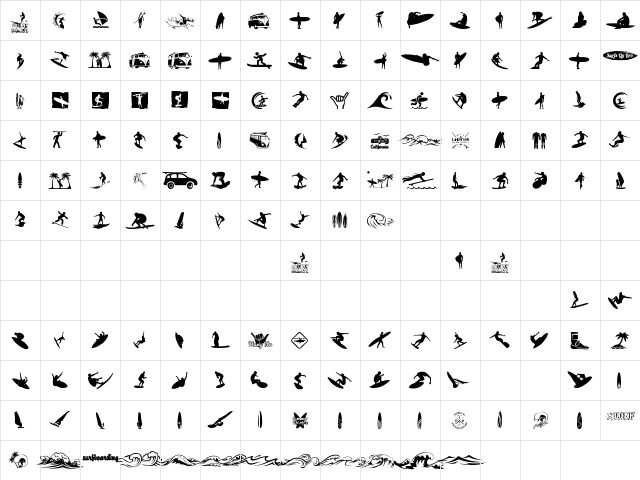 Surf Regular  glyph index