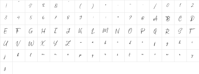 Schagen Regular  glyph index