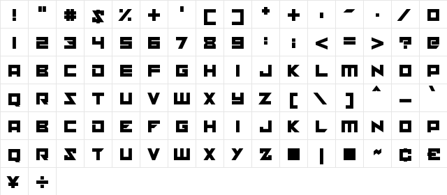 solaria Regular  glyph index