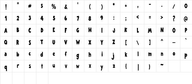 CK Retro Block Regular  glyph index