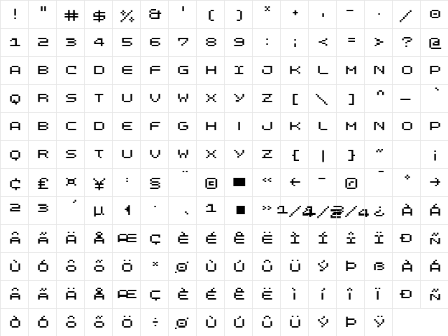LomoWebPixel LT Std 6 Regular  glyph index