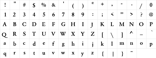 GaramondMedium- Regular  glyph index