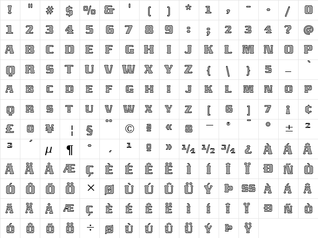 Abaton ITC Regular  glyph index