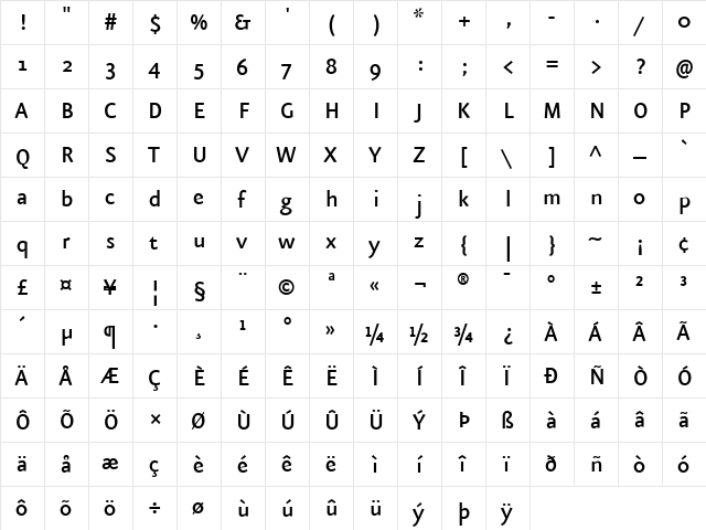 EurekaSans-Medium Regular  glyph index
