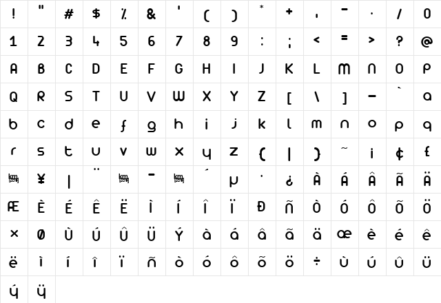 [z] Arista Light Regular  glyph index