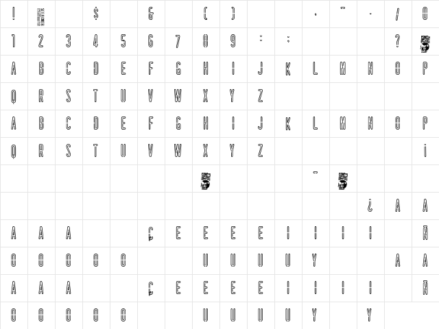 Canarias Regular  glyph index