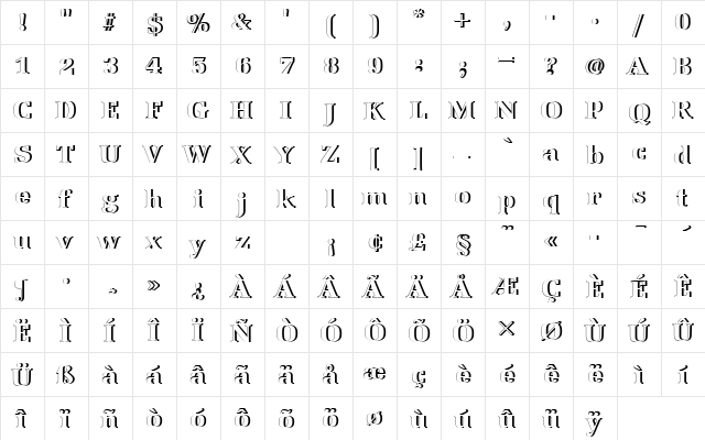 URWLatinoTBlaRe1 Regular  glyph index