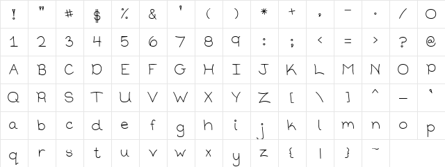 CK Tween Regular  glyph index
