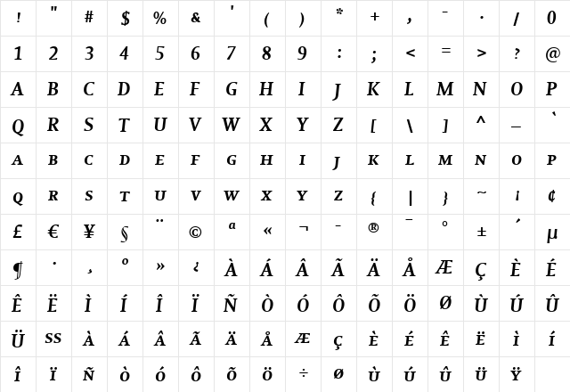 EnigmaSC Regular  glyph index