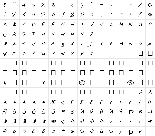 FZ UNIQUE 17 EX Light  glyph index