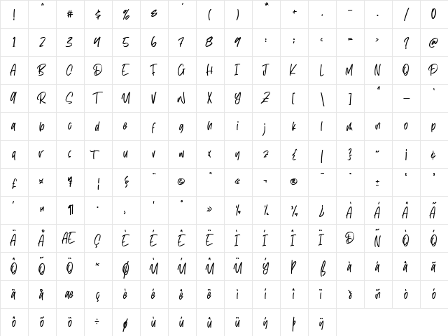 Summer Vacation Free Personal Regular  glyph index