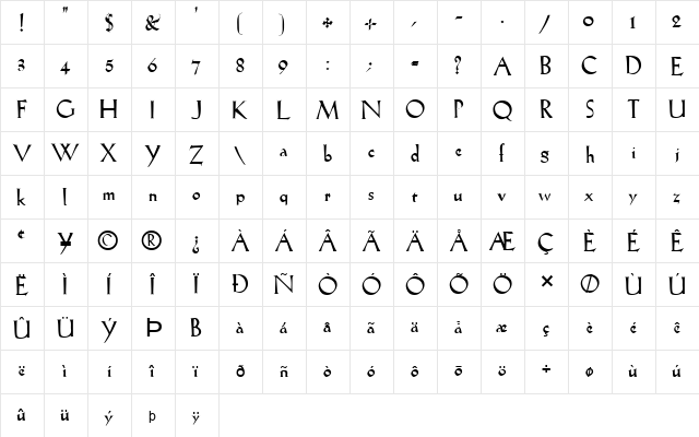 FZ ROMAN 19 Normal  glyph index