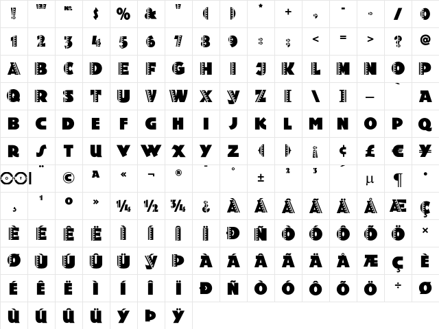 Holy Ravioli NF Regular  glyph index