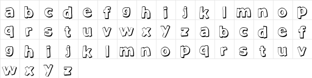 JustAnotherFont Regular  glyph index