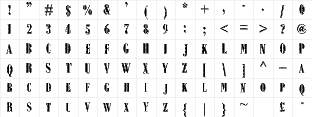 Squeal Piggy Regular  glyph index