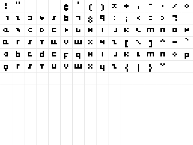 cool three pixels Regular  glyph index