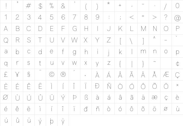 Genome Thin Regular  glyph index