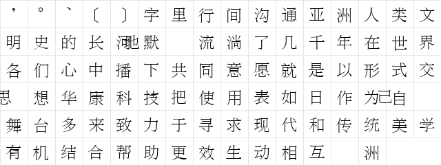 DFLiSongLight1BGB Regular  glyph index