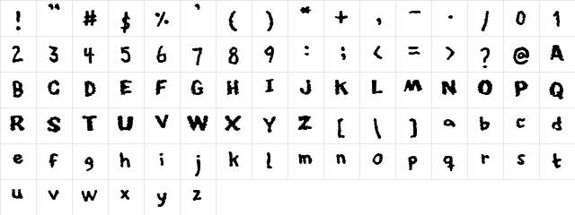 Youthquake Regular  glyph index
