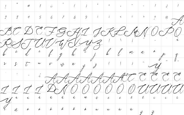 Just Sunday Regular  glyph index