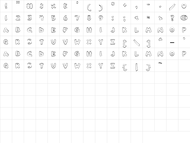 Doodle Caps Block Regular  glyph index