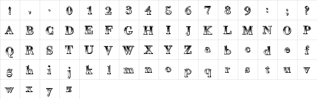 Gradientico Regular  glyph index
