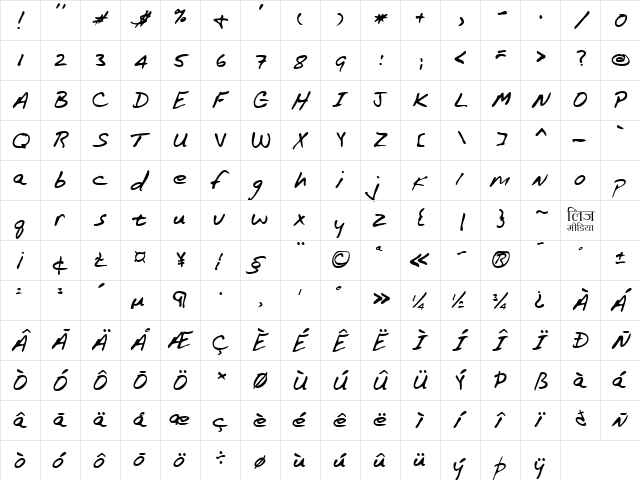 LEHN172 Regular  glyph index