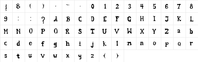 Wentira font Regular  glyph index