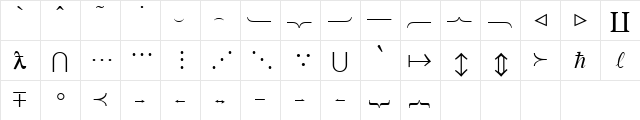 MT Extra Plain  glyph index