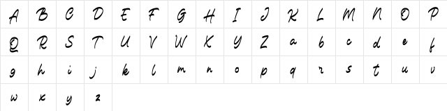 Carlistter FREE Regular  glyph index