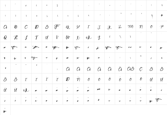 Fatimah Regular  glyph index