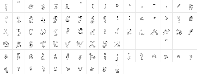 Dancing Beauty Lov Regular  glyph index