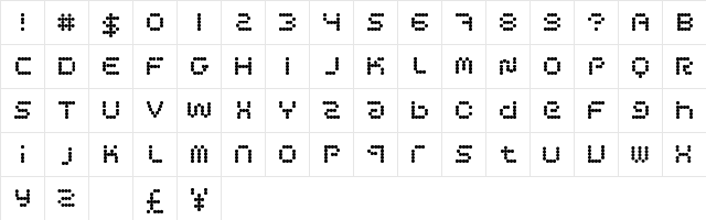 CirclePixels Regular  glyph index