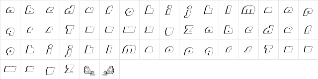 Mighty Gizmo Regular  glyph index