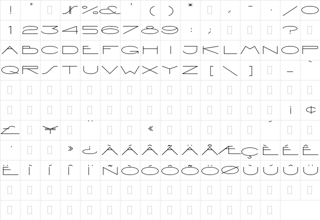 Vienna Extended Plain  glyph index