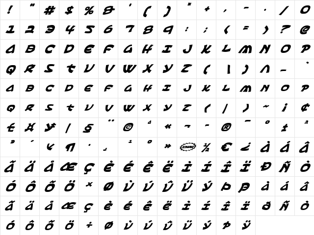 Ephesian Bold Italic Bold Italic  glyph index