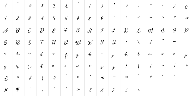 online Regular  glyph index