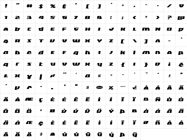 Black Bishop Semi-Italic Semi-Italic  glyph index