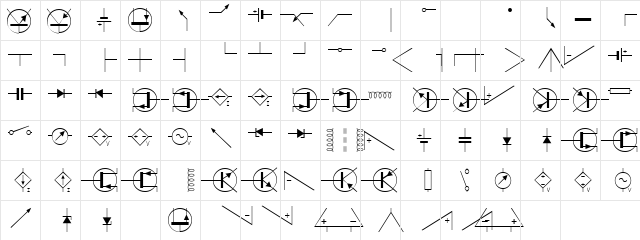 Electronic Plain  glyph index