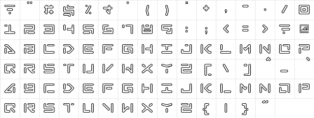 Digital Ol Regular  glyph index