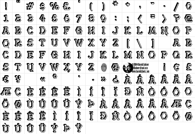 Project3000 Regular  glyph index