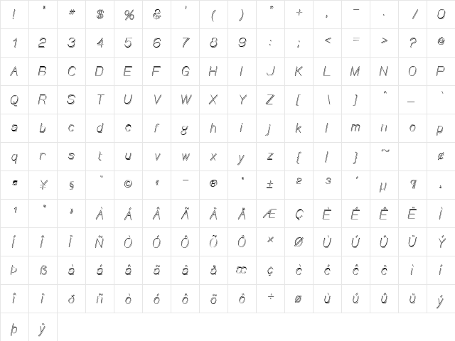 Canin Regular  glyph index