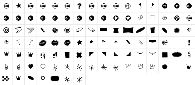 DincBATS Regular  glyph index