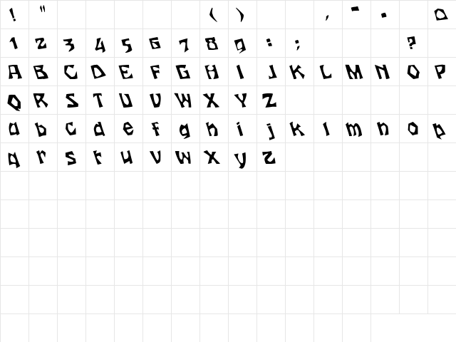 Beautiful 1 Regular  glyph index