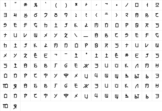 Eh_cyr Regular  glyph index