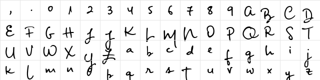 Big River Script Sample Regular  glyph index