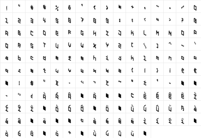Lego Regular  glyph index