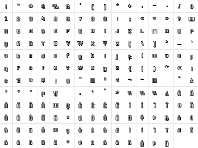 Podastic Autumn Regular  glyph index